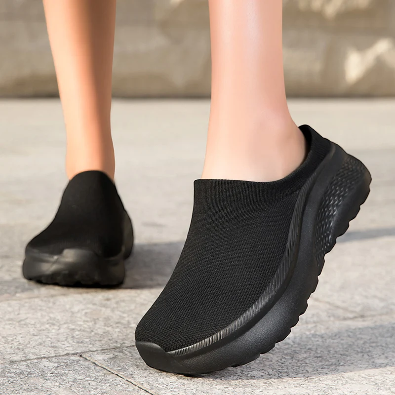 Women Shoes For Walking - ワイドベアフット女性スリッパサンダル通気性メッシュ厚い底フラットウォーキングシューズホームスリッパカップルシューズ男性スリッパ