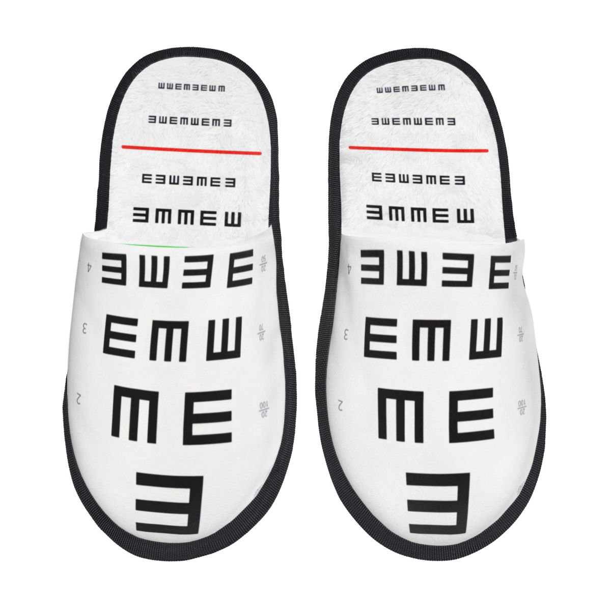 Women Shoes Chart Size - カスタム視力検査チャート柄ハウススリッパ レディース 快適メモリーフォーム 検眼医視力検査用 スリップオン ホテルスリッパシューズ