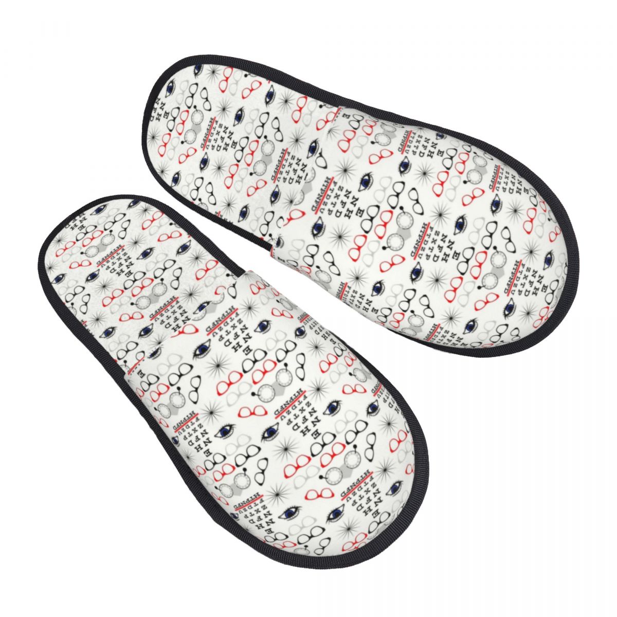 Women Shoes Chart Size - カスタム面白い眼鏡士/検眼医ゲスト用スリッパ、スパ女性用視力表柄ハウススリッパ
