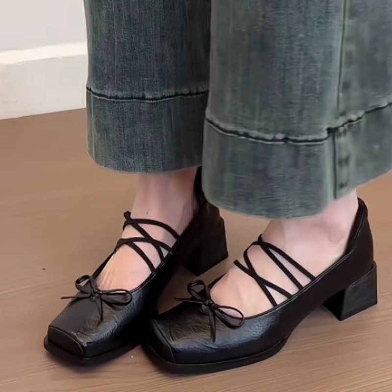 Women'S Shoes In Size 12 - シングルシューズ ファッション 新しいスクエアトゥ シャローボウ スリッポン 滑り止め
