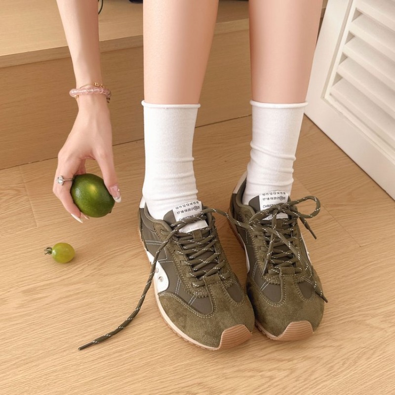 Women Shoes For Walking - レトロカラーブロックスニーカー女性ソフトフラットランニングシューズレースアップマルチカラーカジュアルウォーキングシューズアウトドアヴィンテージトレーナー