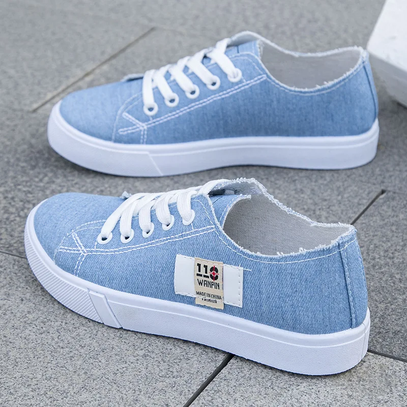 Women Shoes Sale - 2026 春夏の女性のキャンバススニーカーロートップデニムスニーカーレディース人気のフラットキャンバスボードシューズ女性 Sapatos Femininos