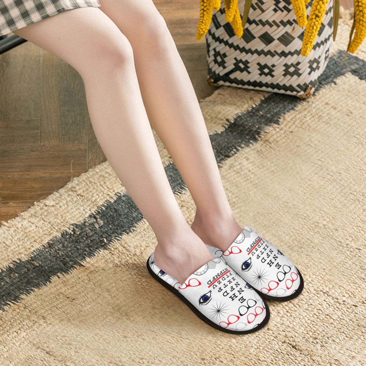 カスタムプリント女性用スネレン視力表楽しいデザインハウススリ - Women Shoes Chart Size のレビューと価格