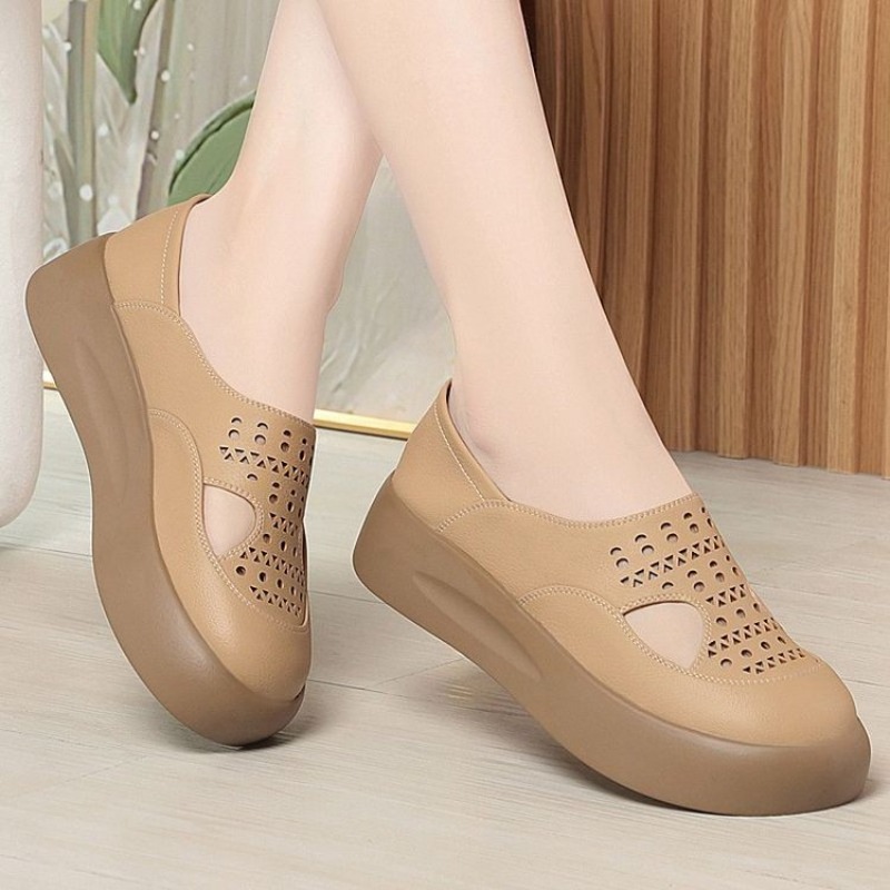女性用中空カットアウトプラットフォームスリップオンシューズ、 - Women Shoes For Walking のレビューと価格