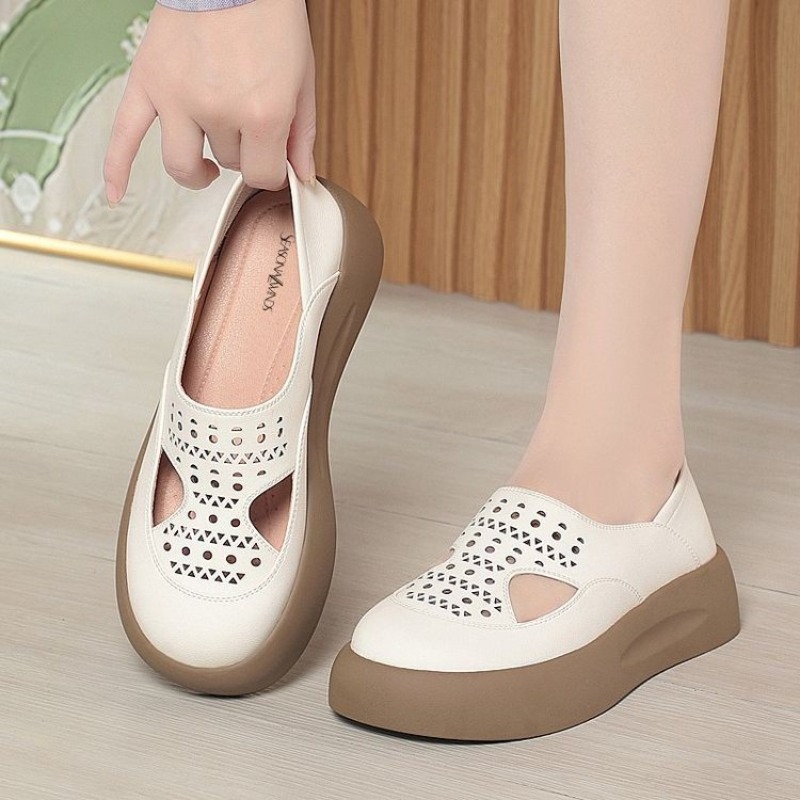 女性用中空カットアウトプラットフォームスリップオンシューズ、 - Women Shoes For Walking のレビューと価格
