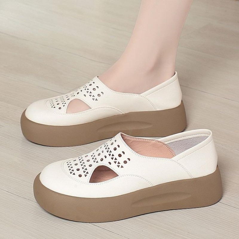 女性用中空カットアウトプラットフォームスリップオンシューズ、 - Women Shoes For Walking のレビューと価格