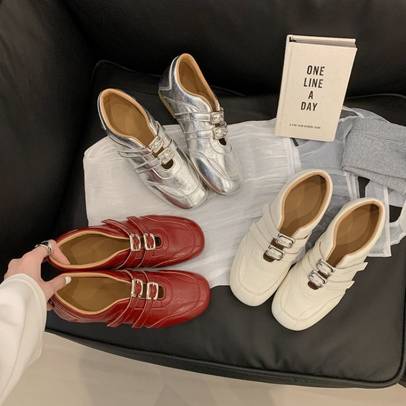 ファッションレディース ラウンドトゥ ダブルメタルバックル  - Women Shoes For Walking のレビューと価格
