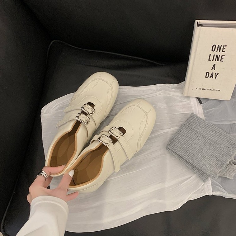 ファッションレディース ラウンドトゥ ダブルメタルバックル  - Women Shoes For Walking のレビューと価格