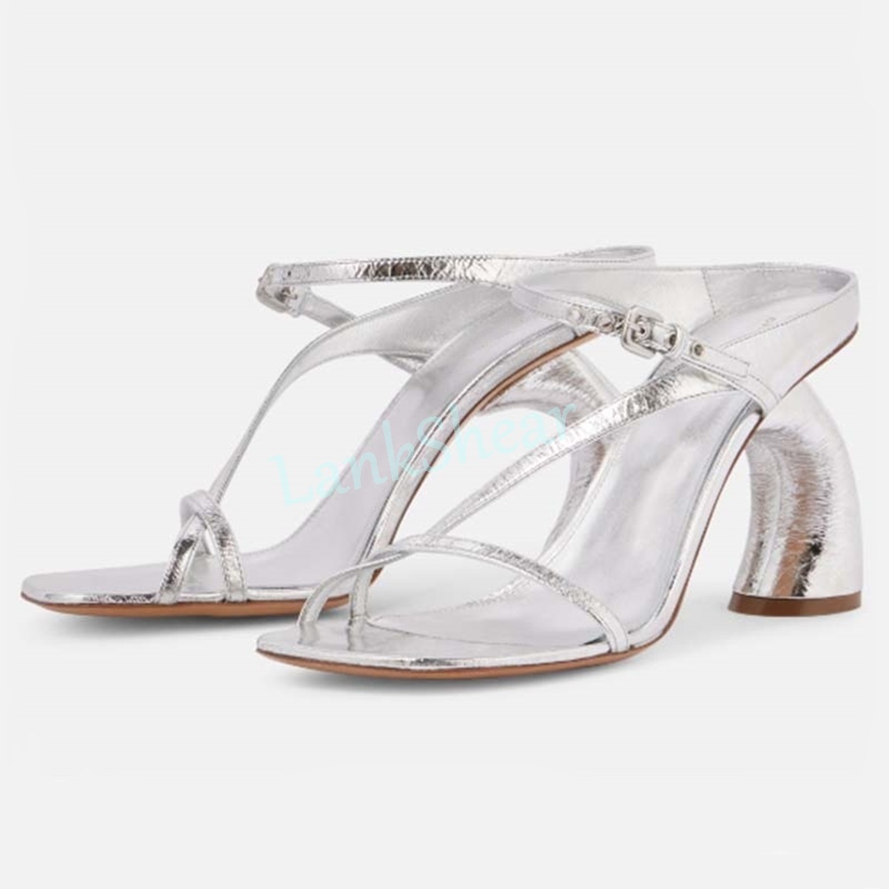 パテントレザー奇妙なハイヒールサンダルスクエアトゥアンクルバ - Women'S Shoes Paris のレビューと価格