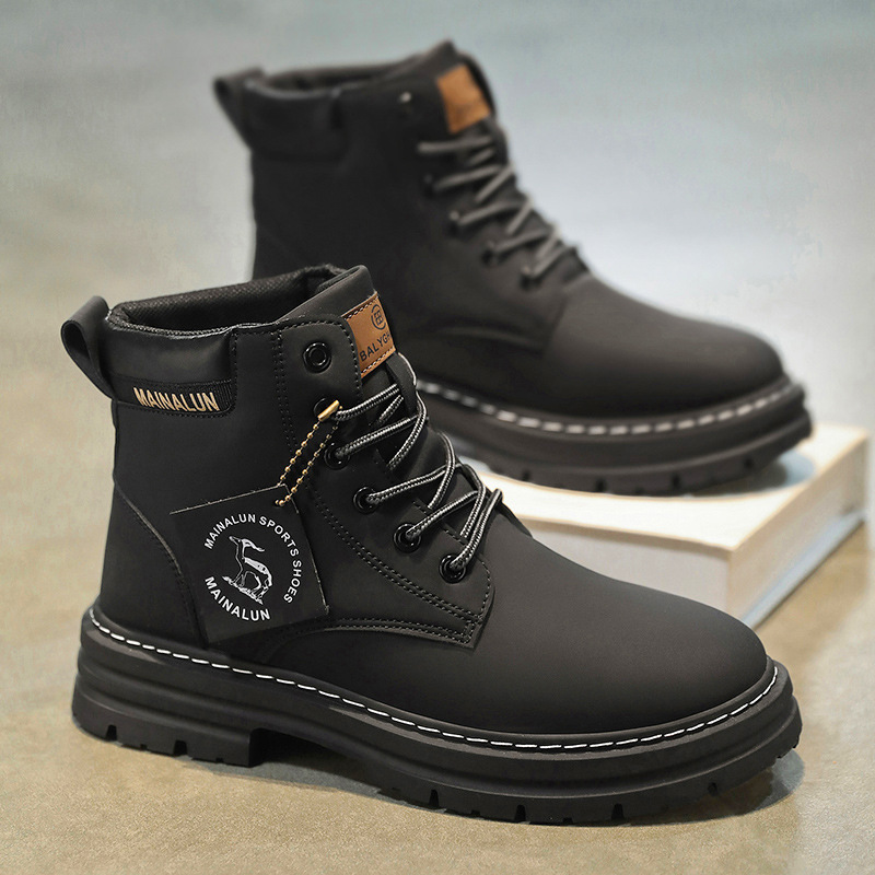 クラシックメンズハイカットブーツ高品質イエローレザーブーツフ - Suede Ankle Boot のレビューと価格