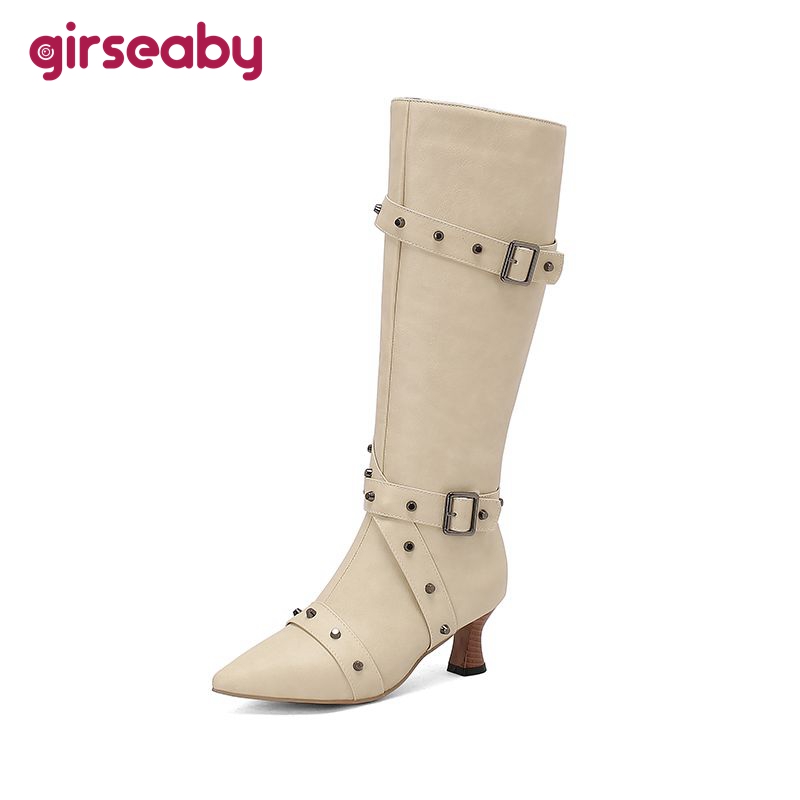 Girseaby レディース 膝丈ブーツ ポインテッドトゥ  - Wide Fit Heels のレビューと価格