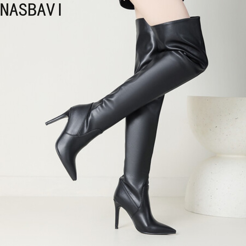 NASBAVI 黒ポインテッドトゥ高級デザイナー女性靴ワイド - Wide Fit Heels のレビューと価格