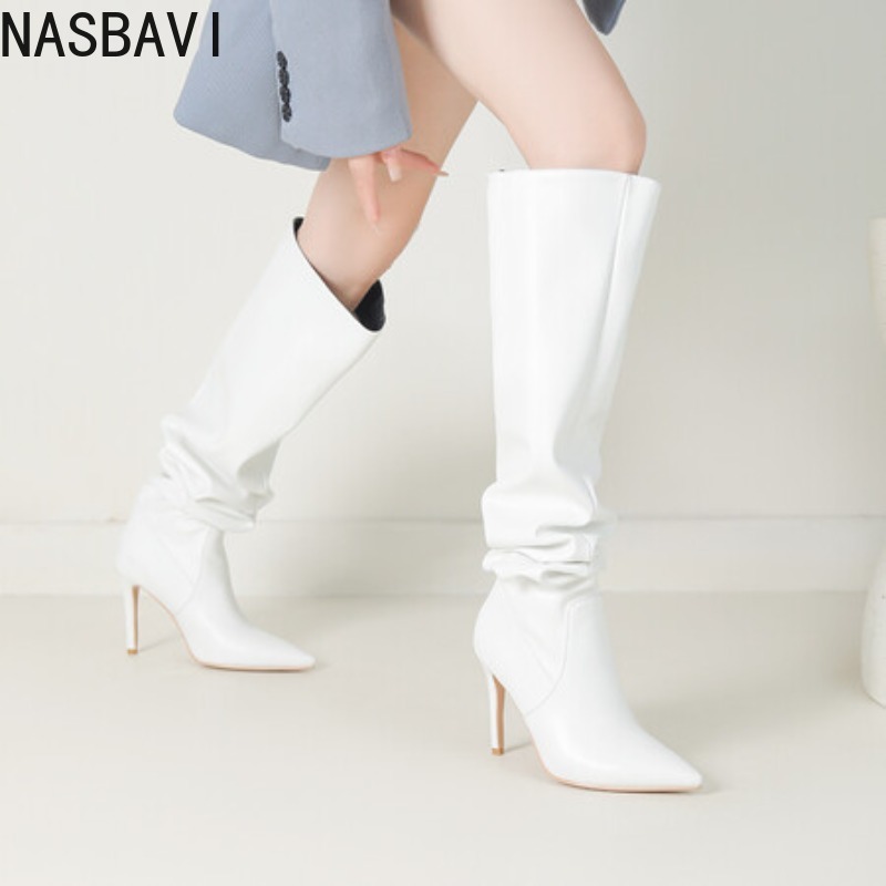 NASBAVI 黒ポインテッドトゥ高級デザイナー女性靴ワイド - Wide Fit Heels のレビューと価格