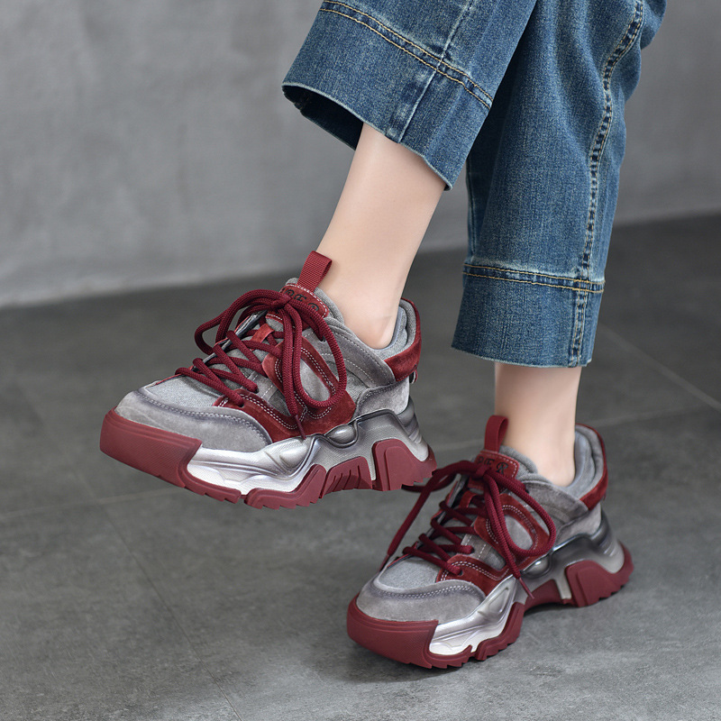 5 センチメートルデニムスエード本革チャンキースニーカー秋ロ - Suede Ankle Boot のレビューと価格