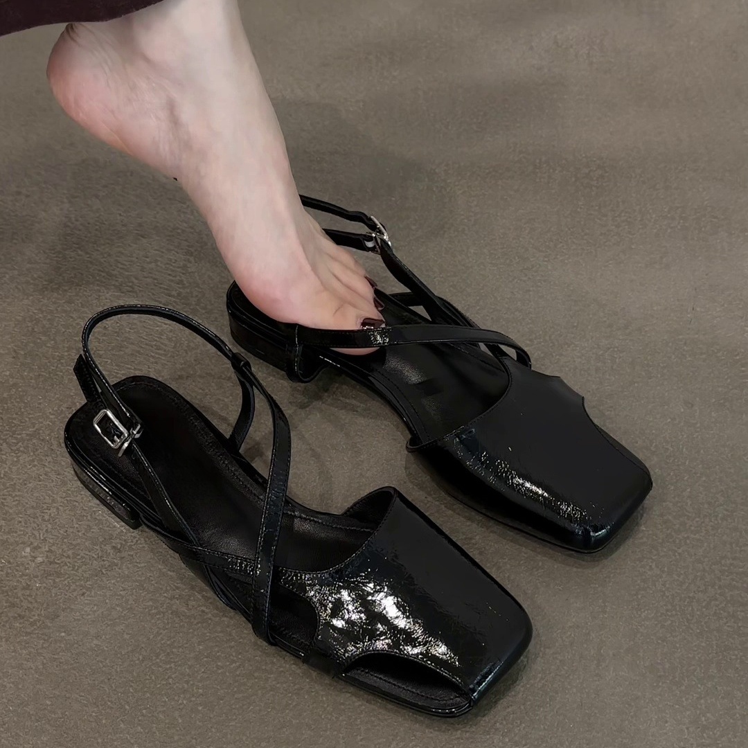 ファッションパテントレザーサンダル スプリットトゥ バレエフ - Women Shoes For Walking のレビューと価格