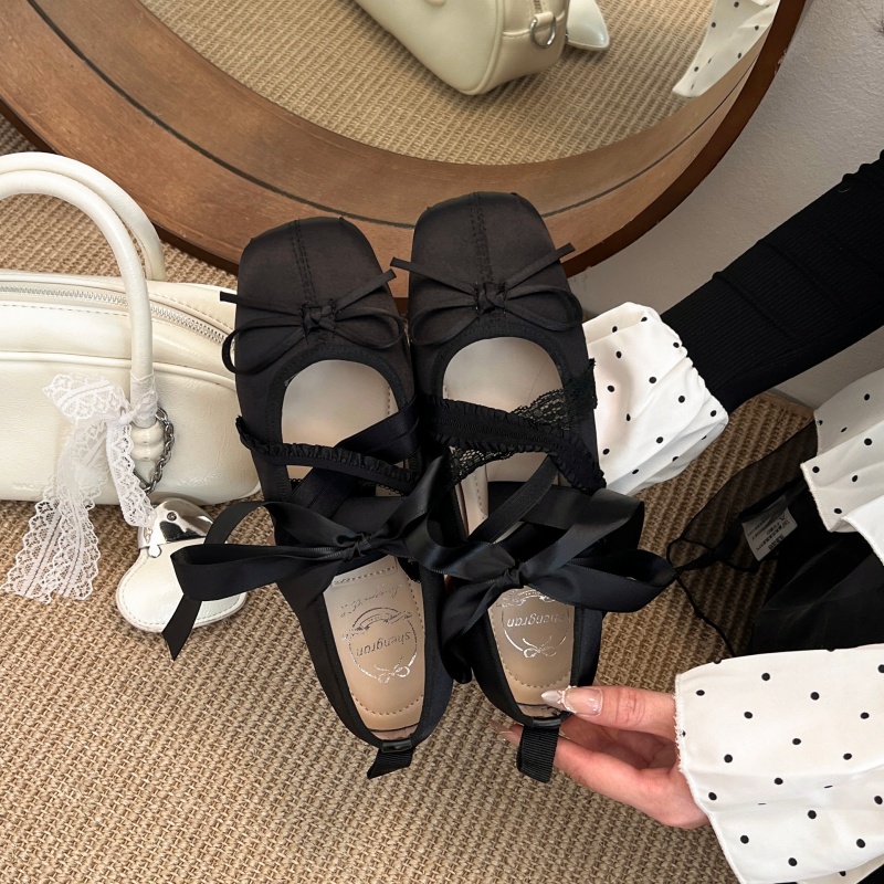 新作春快適レースアップバレエスクエアトゥローカットフラットシ - Women'S Shoes Everyday のレビューと価格