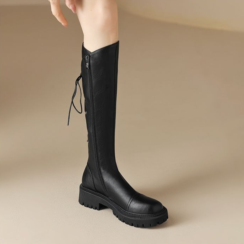 ブラウンレザー プラットフォーム レディース ロングブーツ  - Women Shoes Sale のレビューと価格
