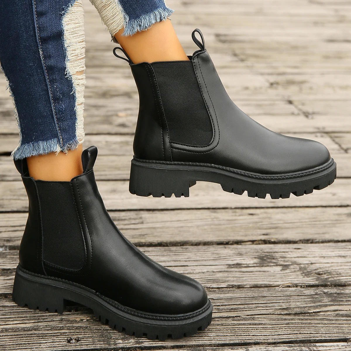 秋冬新作 チェルシーブーツ レディース プラットフォーム ブ - Women Shoes Types のレビューと価格