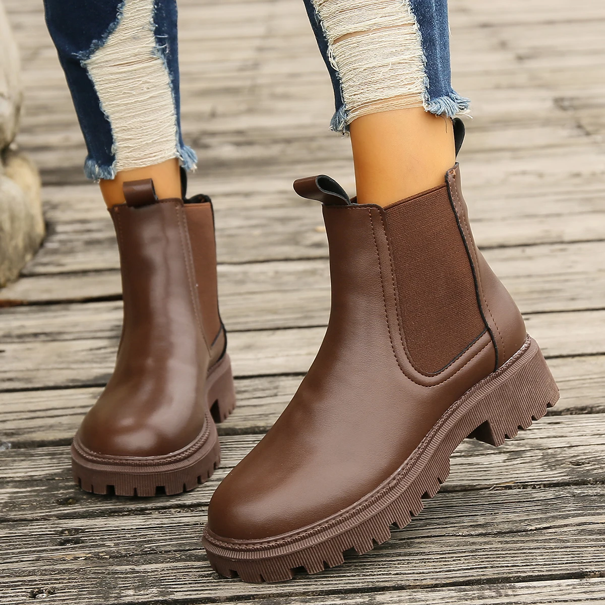 秋冬新作 チェルシーブーツ レディース プラットフォーム ブ - Women Shoes Types のレビューと価格