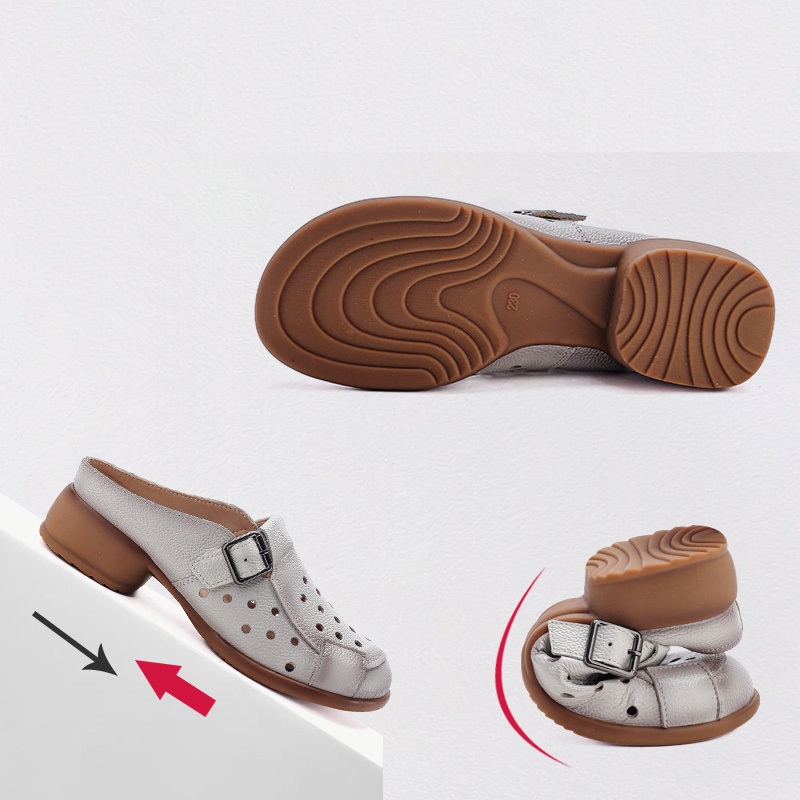 新しい牛革製ローヒールサンダル レディース ホローアウト ミ - Women'S Shoes Everyday のレビューと価格