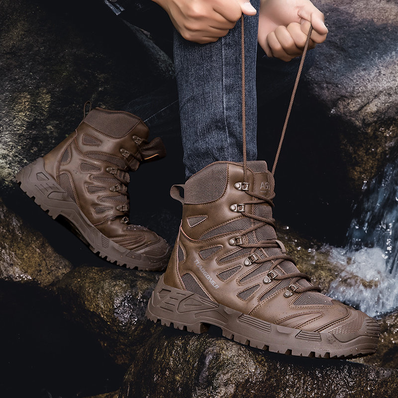 男性の屋外ハイキング戦術ブーツ足首デザートブーツスポーツ登山 - Suede Ankle Boot のレビューと価格