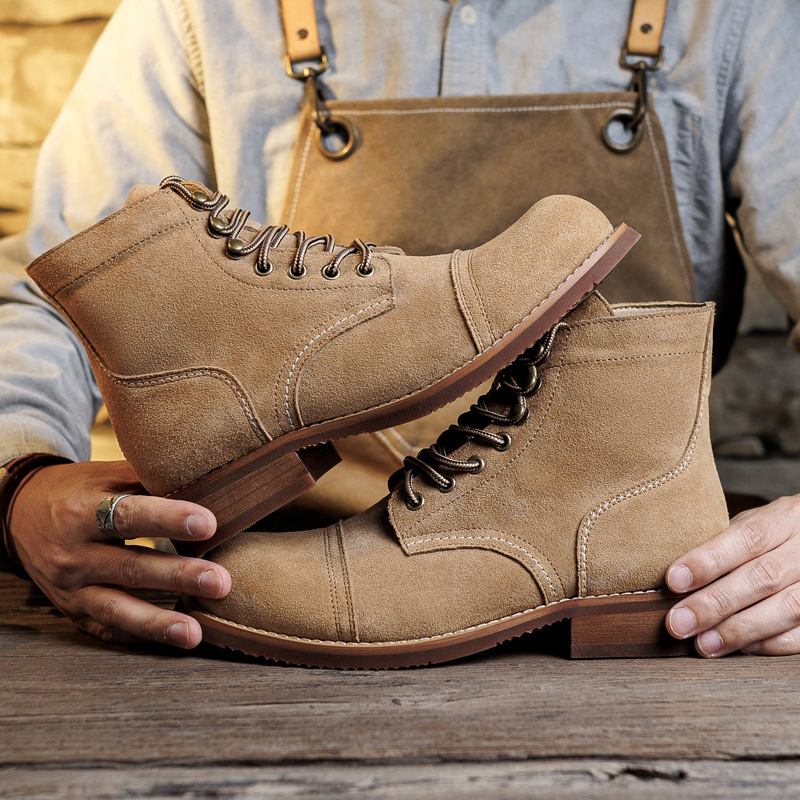スエードブーツ グッドイヤーウェルト製法 モーターサイクル  - Suede Ankle Boot のレビューと価格