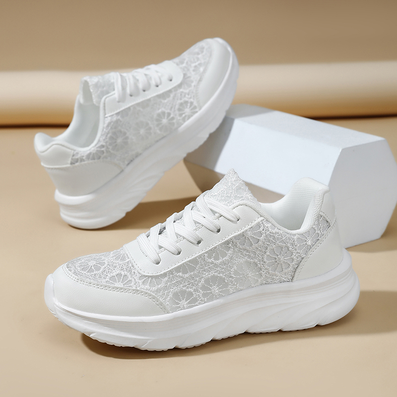 女性用ホワイトシューズプリントスニーカー、軽量で通気性のある - Women Shoes Sale のレビューと価格