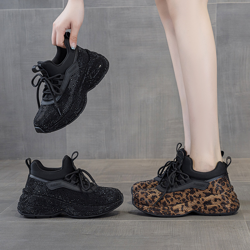 高品質スニーカー女性スケートシューズヒョウラインストーン女性 - Women'S Shoes Paris のレビューと価格