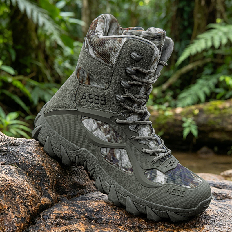 男性の戦術的なブーツ屋外超軽量安全足首通気性男性軍ブーツレー - Suede Ankle Boot のレビューと価格